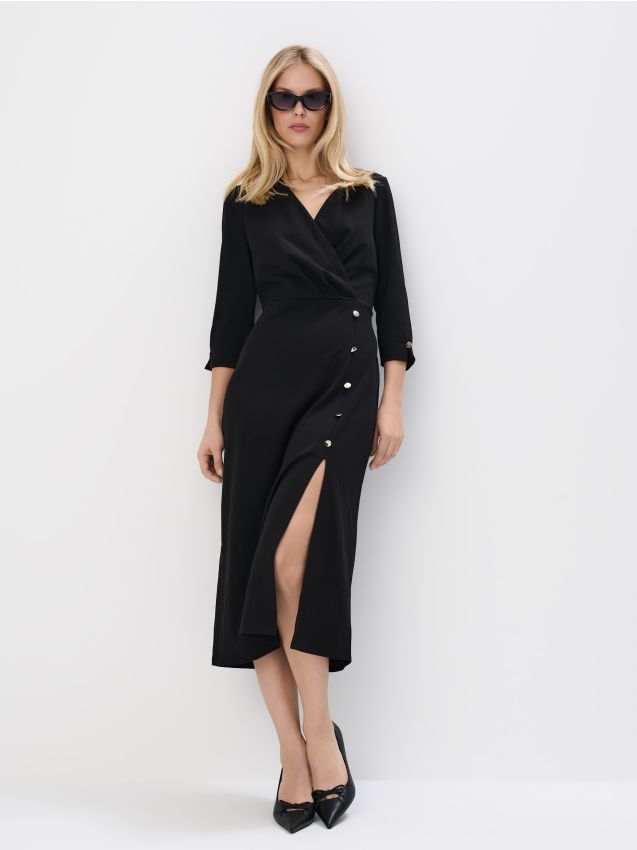 Mohito - Abendkleid in Midilänge - Schwarz — welche Kleidung den Bauch oder die Bauchpartie kaschiert