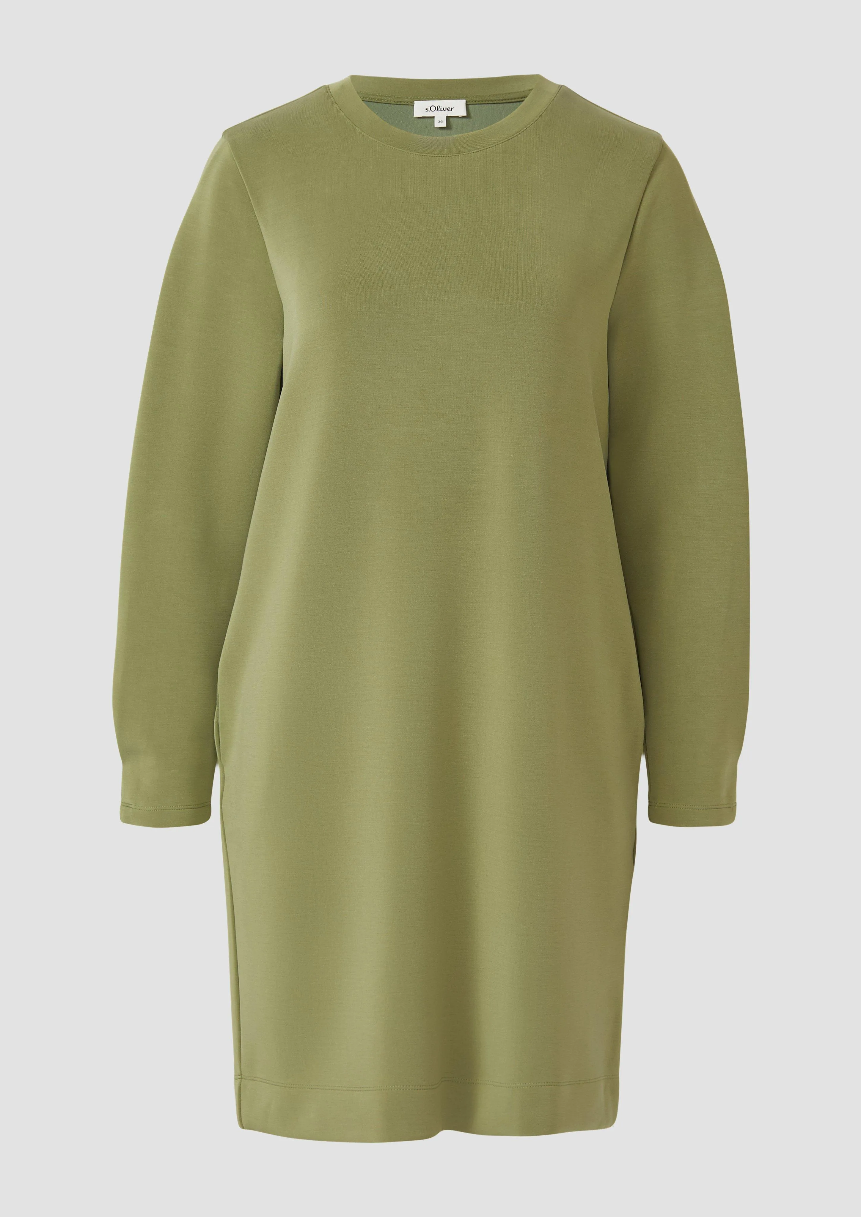 Kurzes Scuba-Kleid mit Faltendetail am Ärmel — Hochzeitsgast Outfit