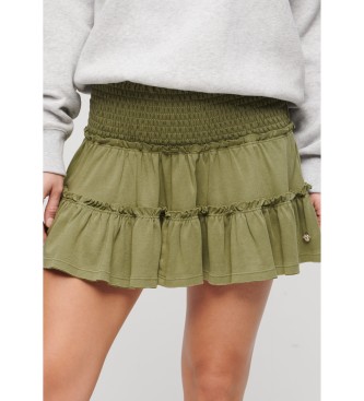Superdry para mujer. W7210319A Minifalda de punto escalonada verde (M), Casual, Algodón — cómo combinar colores en la ropa y encontrar cada prenda por foto