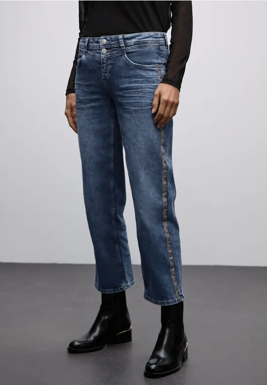 Street One Jeans "mit Tape" Straight Leg, Damen