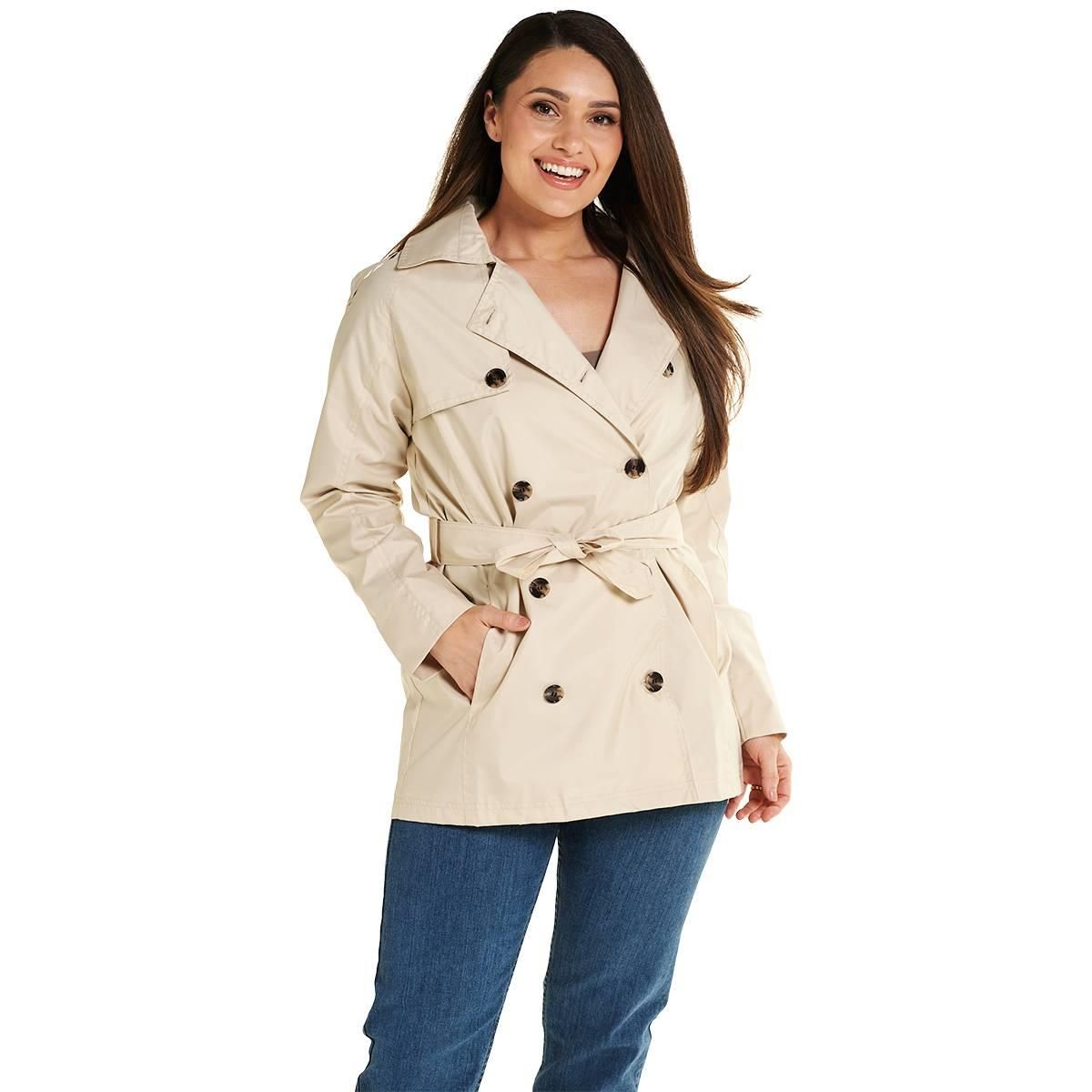 Womens Capelli New York Double Breasted Trench Coat
