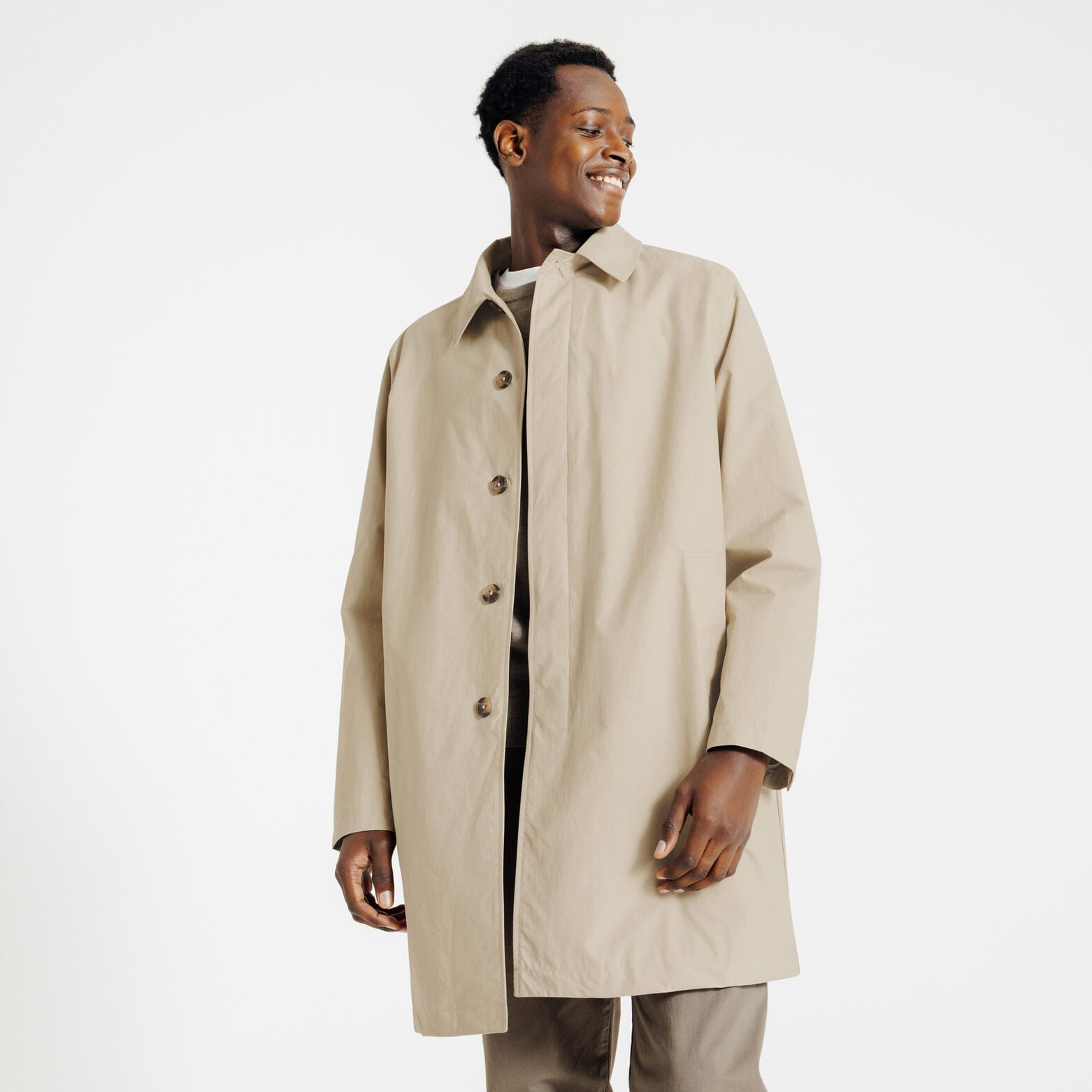 Trench long col chemise doublé