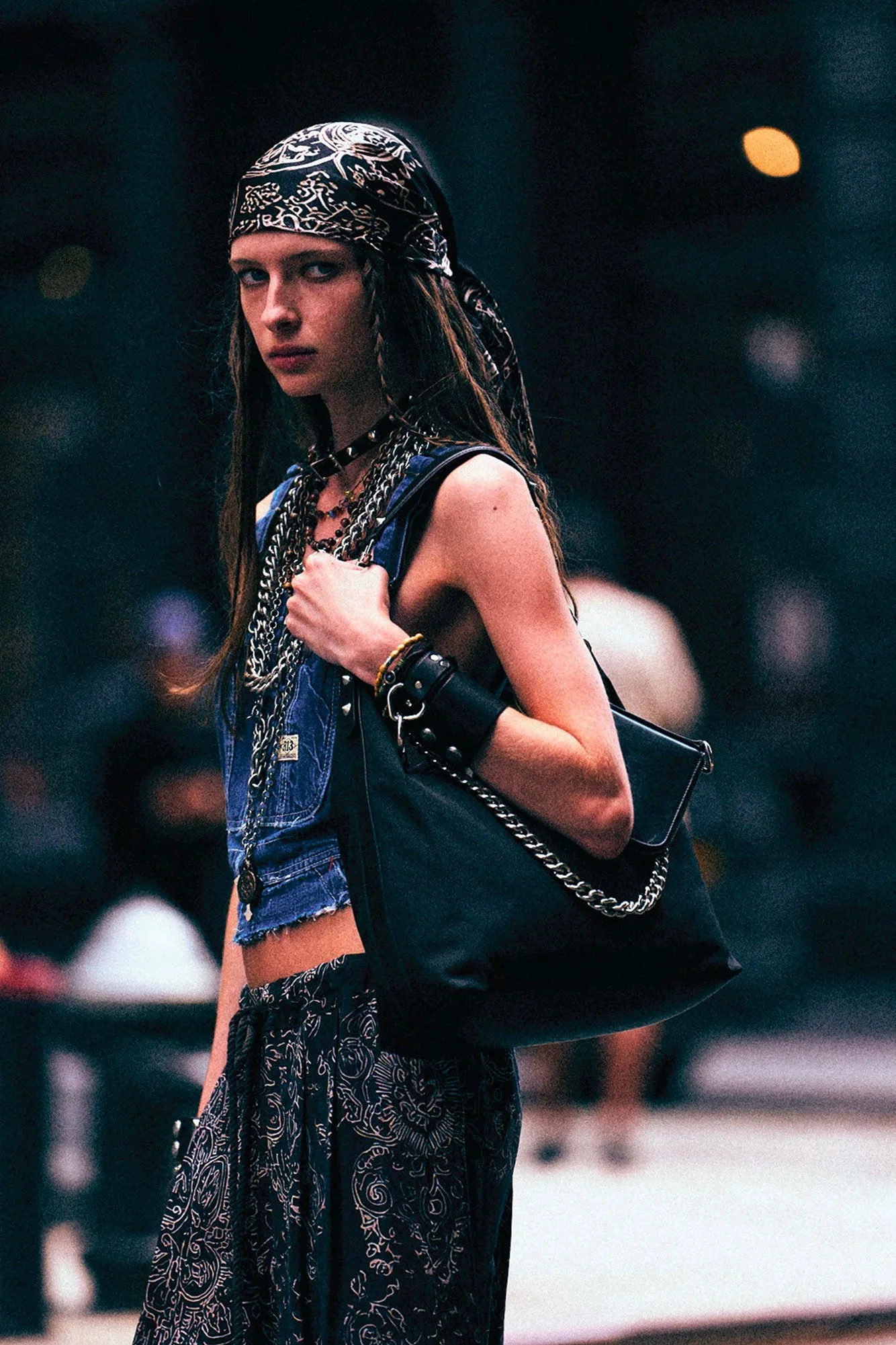 R13 Overall Bib Bustier - Noise Blue / XS — alternative to Chappell Roan's look