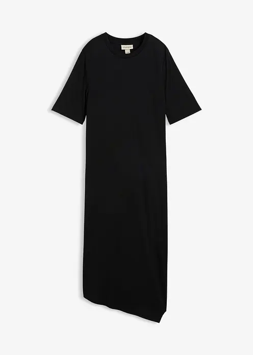 Shirtkleid mit asymmetrischem Saum aus Modal-Mix