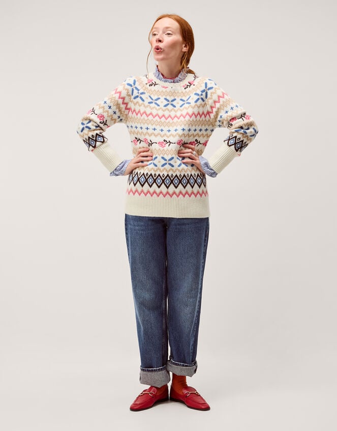 Fee Fair Isle Jumper Ivory — Christmas outfit idea for women