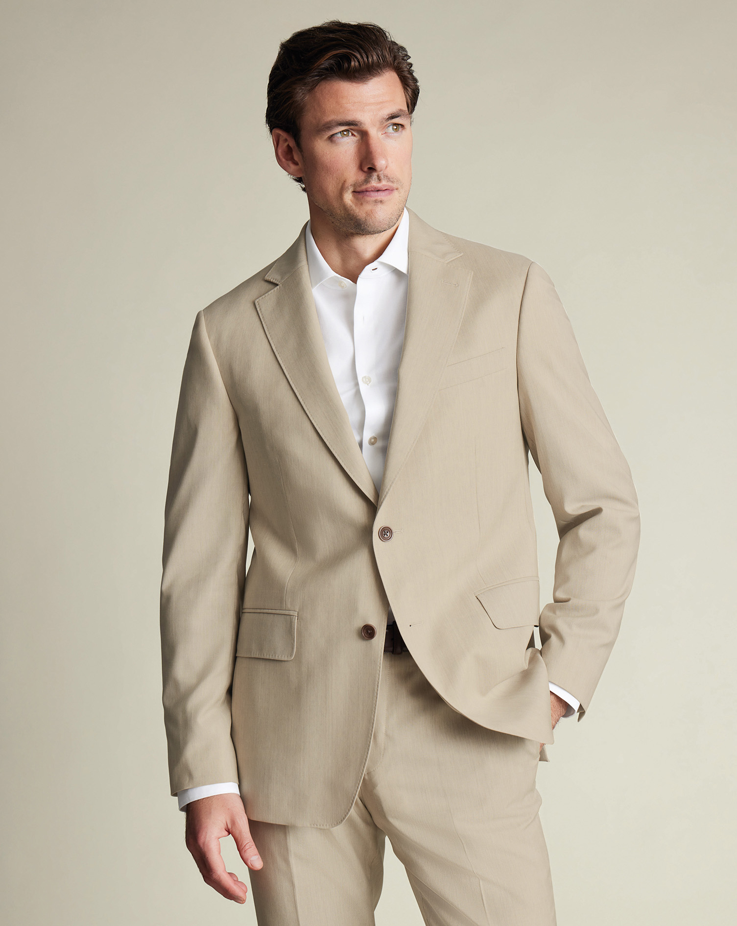 Veste De Costume Italienne - Gris Galet en Beige pour homme par Charles Tyrwhitt