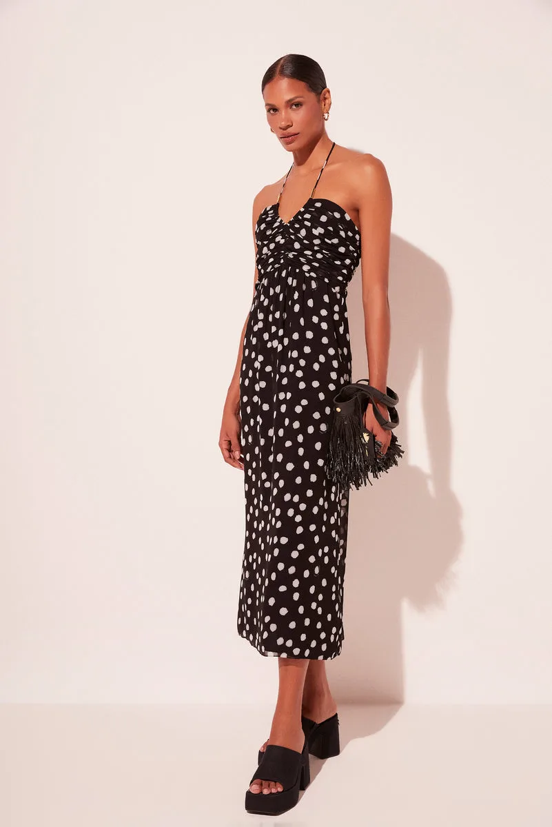 Rustic Polka Dot Ruched Midi Dress E5373A2042 – Agua de Coco — alternative to Emily Cooper's Emily in Paris season 5 look