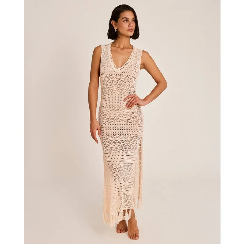 Selmark - Vestido de playa de mujer largo de punto sin mangas. — looks y outfits de The White Lotus temporada 3