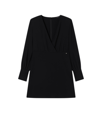 A|X Armani Exchange para mujer. XW002205AF16125UC001 Vestido Regular V negro (12), Casual, Poliéster, Manga larga — cómo vestir y qué prendas favorecen a una figura con pecho grande