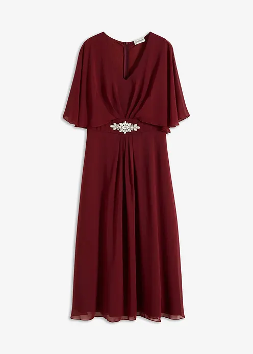 Chiffonkleid mit Strassstein-Applikation — welche Kleidung den Bauch oder die Bauchpartie kaschiert