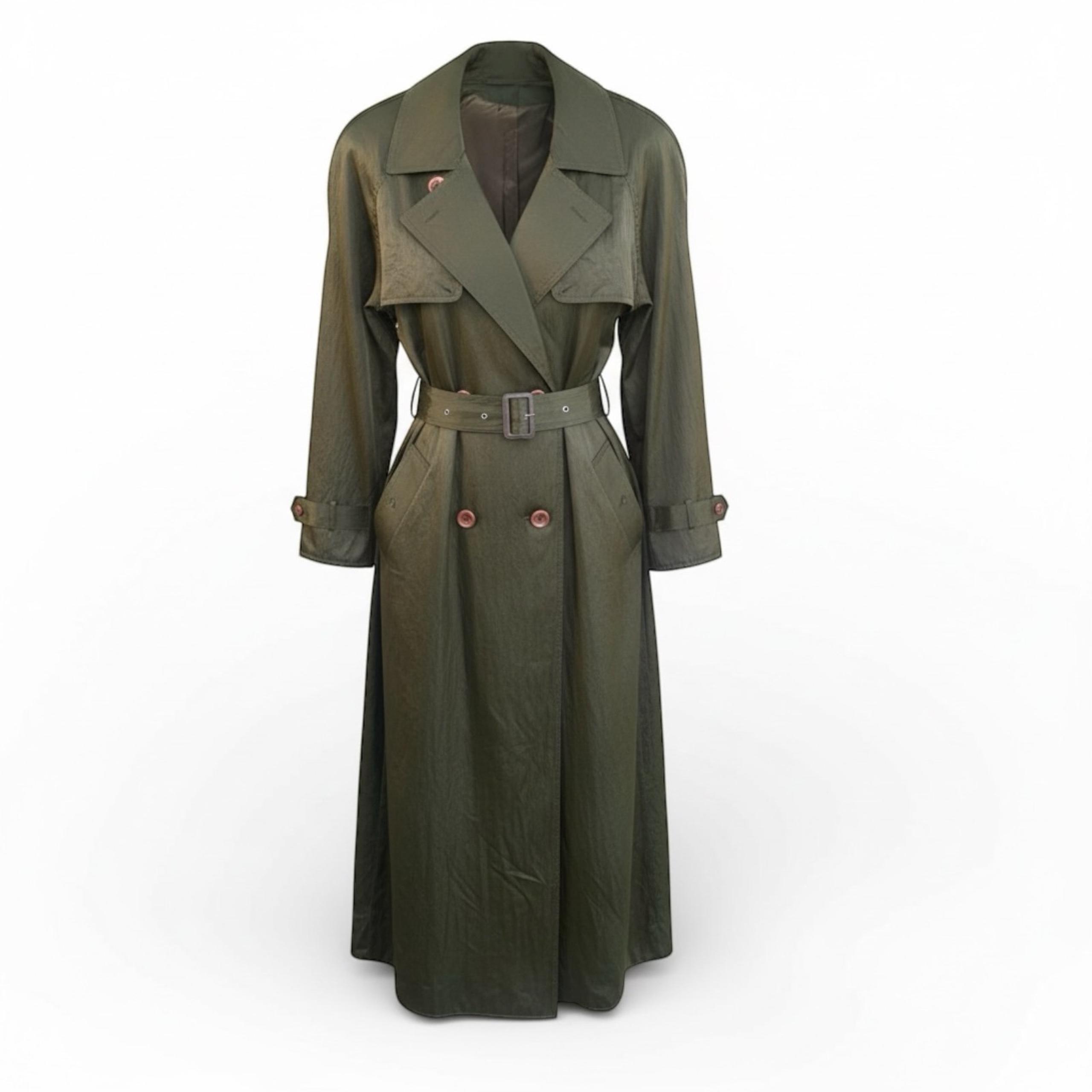 VTG LEADING LADY Trench Olive-Luster Coat | Mercari — affordable alternative to a designer trench coat from a video