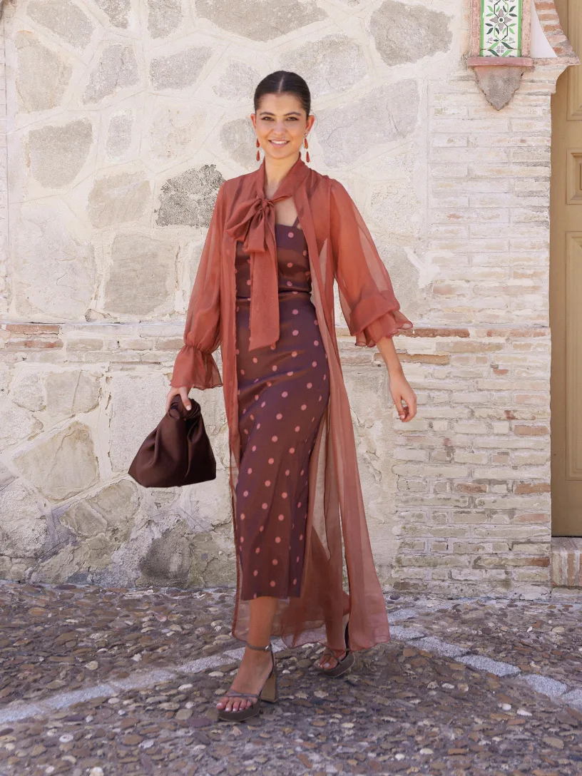 Robe lunares candela xs estampado lunares chocolate - mariquita trasquilá — alternative pour invitée de mariage
