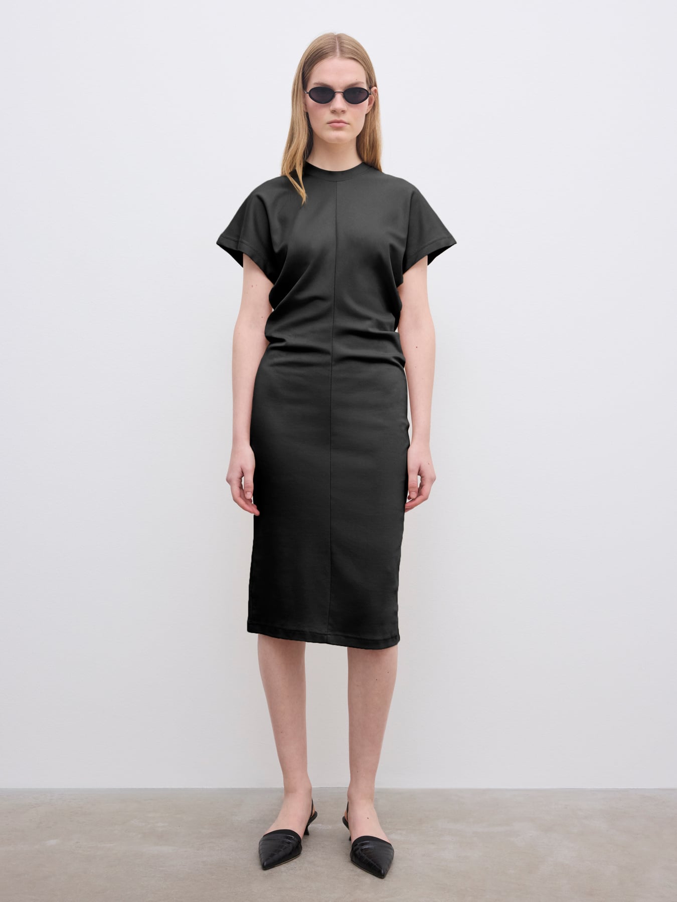 Stretch Jersey dress | House of Dagmar | Washed Black | Size L | 100% Organic cotton — alternative to Hong Hae-in's Queen of Tears look