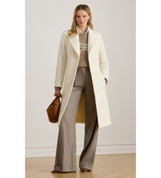 Lauren Ralph Lauren para mujer. 297962169006 Abrigo cruzado de mezcla de lana beige (32), Casual, Clásico