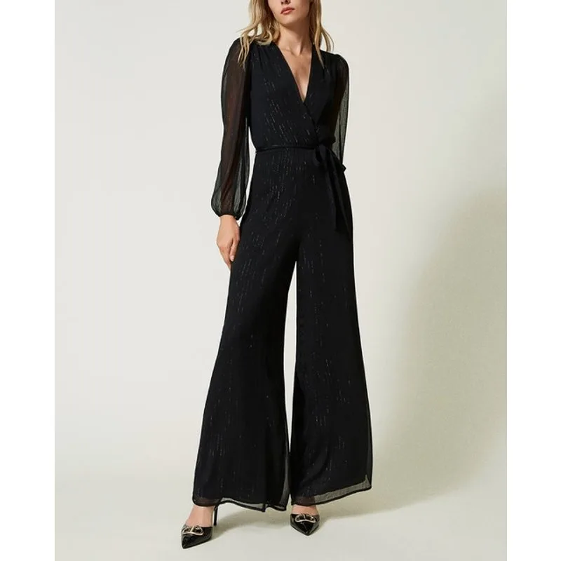 Twinset - Mono de mujer de crespón con hilo de lúrex. — alternativa para invitada de boda