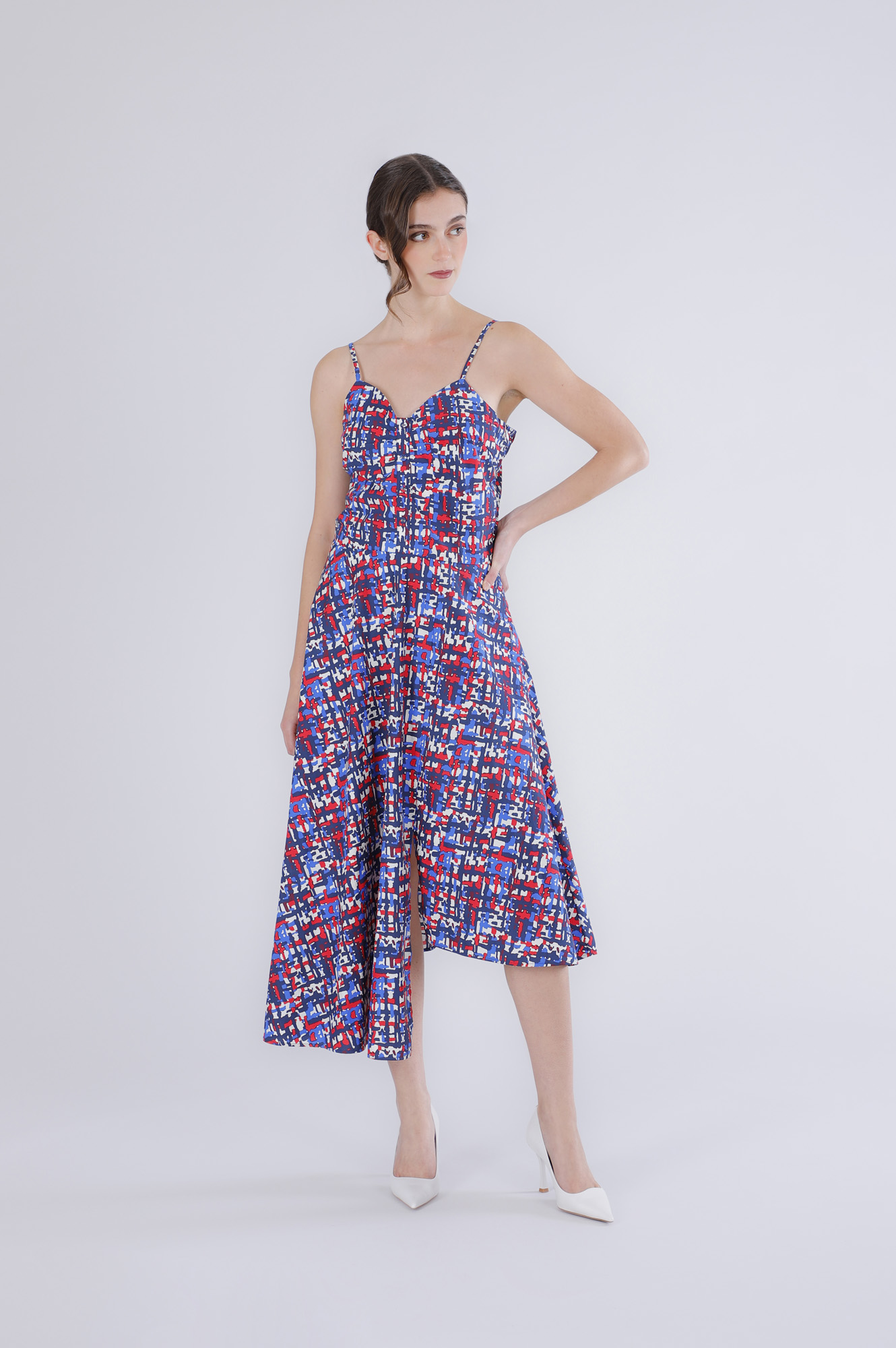 vestido asimétrico en popelina estampada tweed l — cómo elegir y encontrar el vestido midi perfecto por foto