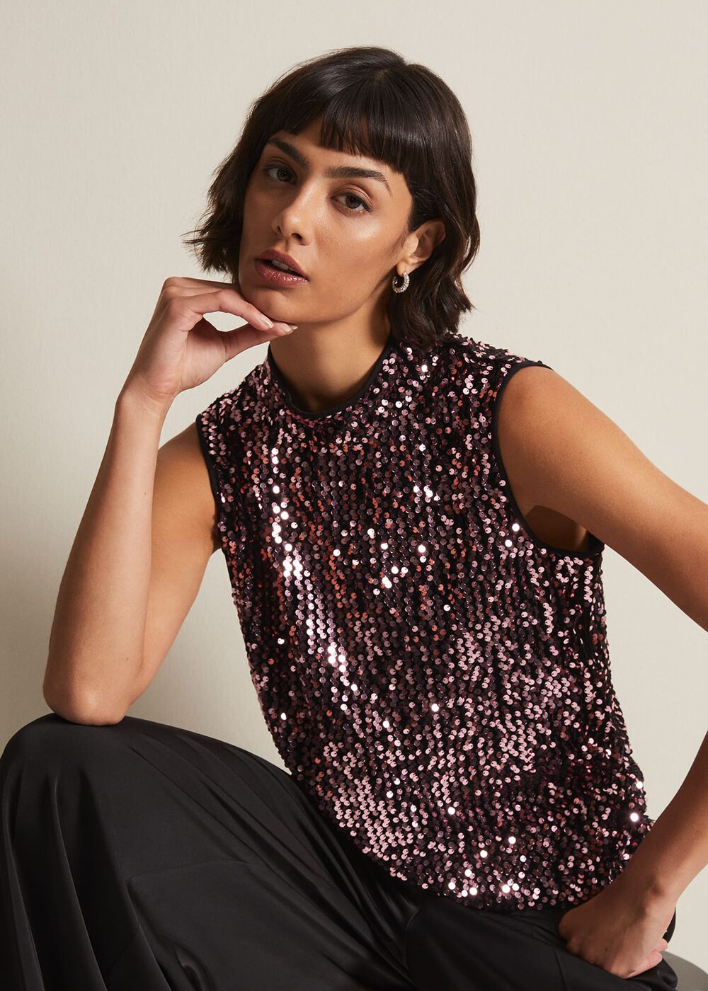 Tasha Sequin Top — Christmas outfit idea for women