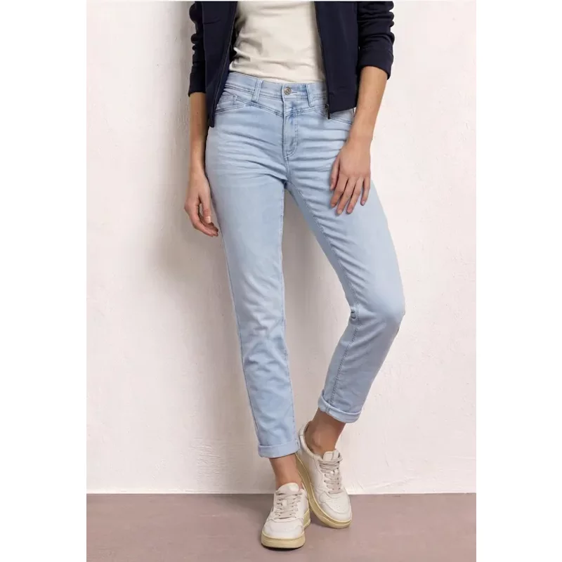 Street One Frauen Tapered Leg Jeans im Loose Fit mit Comfort Bund in Blau, Gr: 24 — 90er-Jahre-Outfit zum Nachshoppen