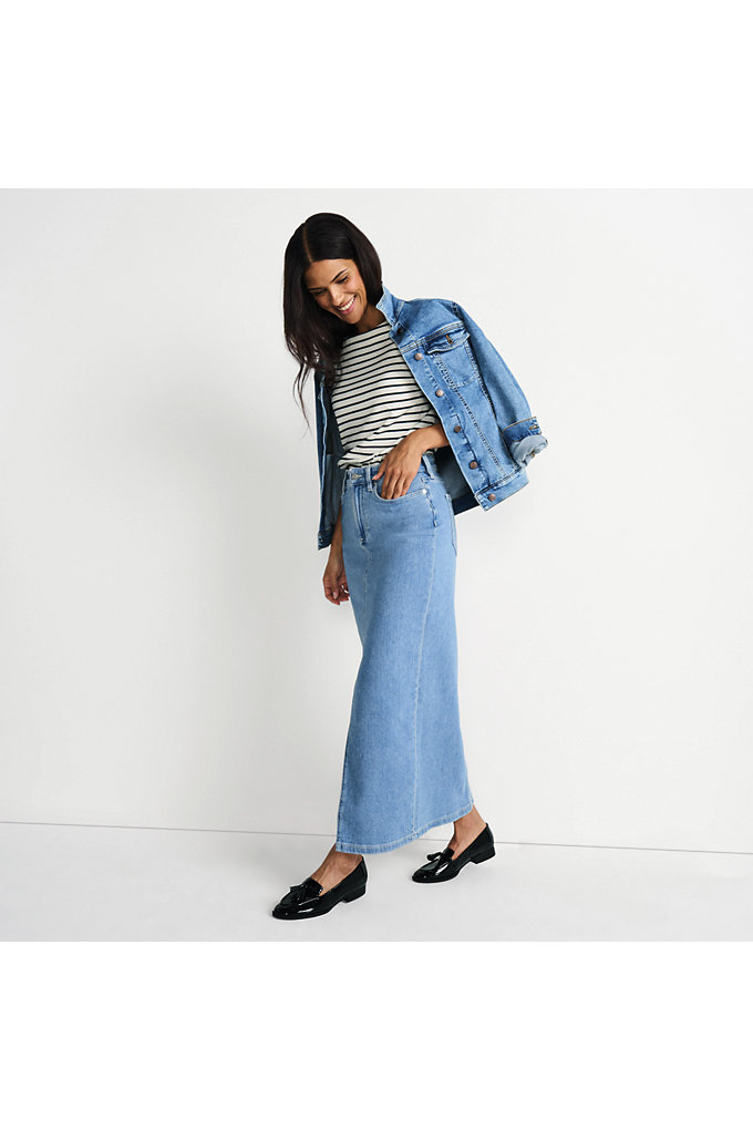 Women's Soft Denim Maxi Skirt - Lands' End - Blue - 6 — early 2000s fashion outfit
