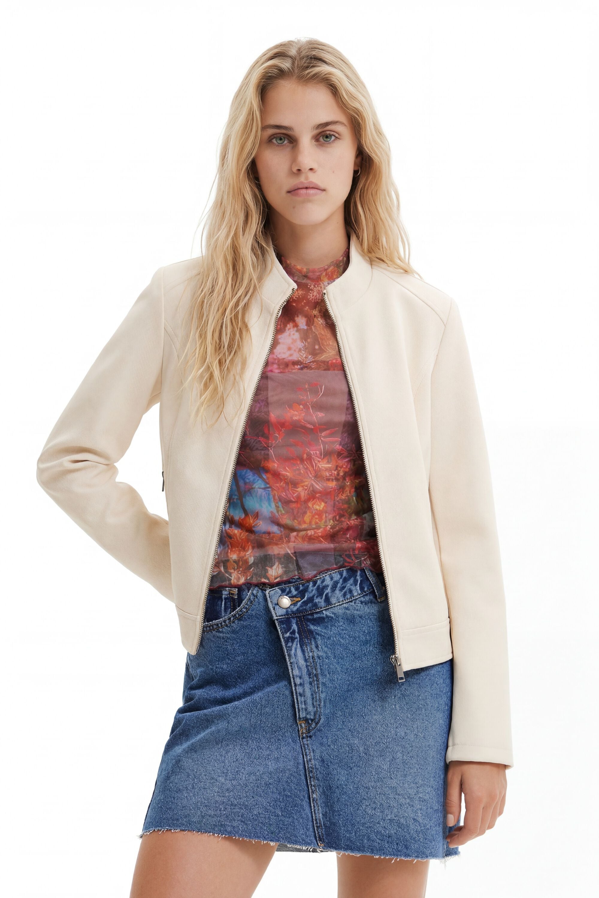 Desigual, Chaqueta efecto ante, Poliuretano, Blanco, XS — cómo elegir y encontrar el traje de mujer perfecto por foto