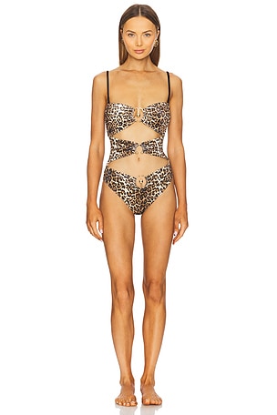 Camila Coelho MAILLOT DE BAIN 1 PIÈCE MAI TAI en Mustard Leopard | REVOLVE