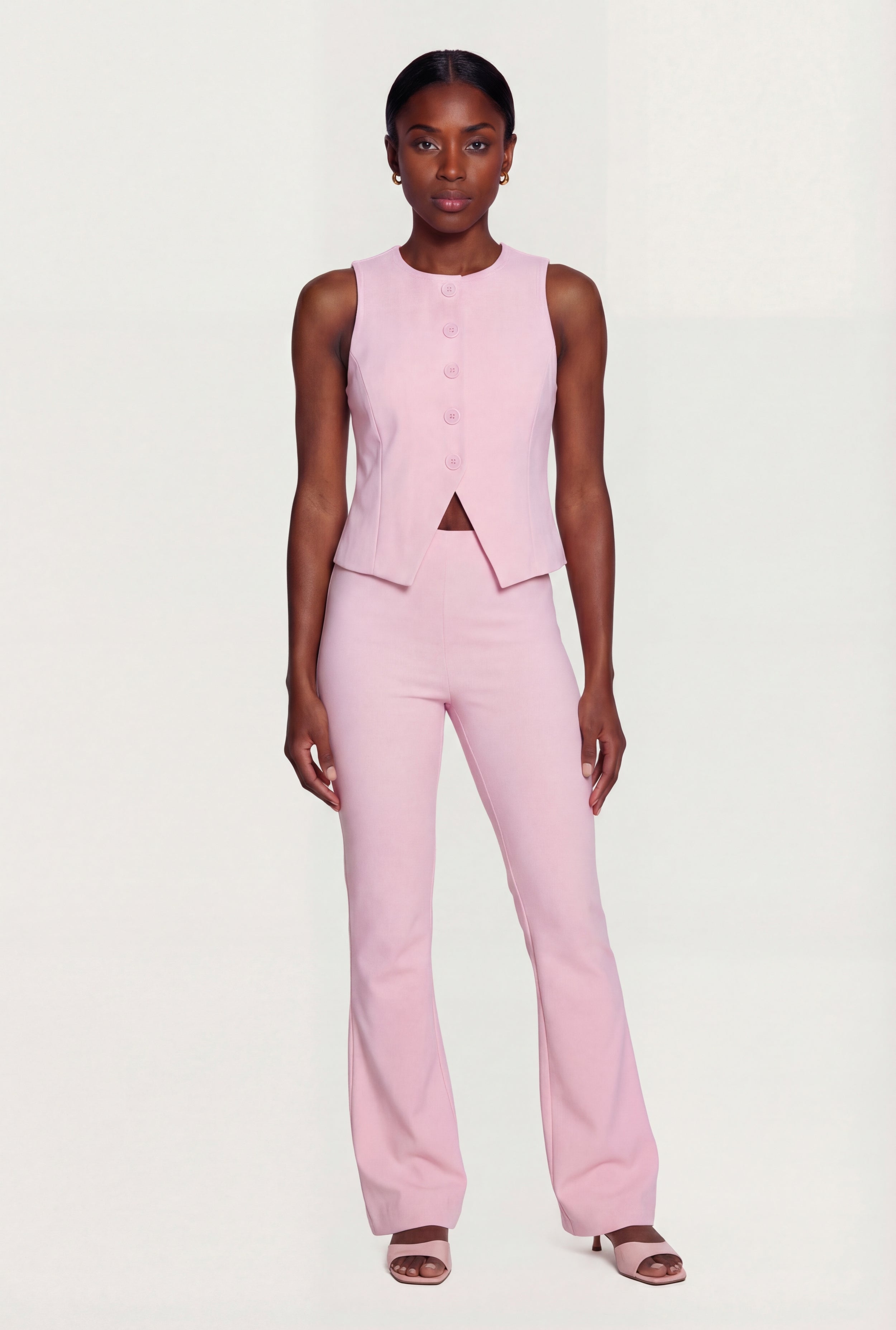 Womens Crepe Knit Pull On Flare Pants, Pink, Size S