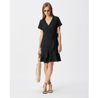IKKS - Vestido corto cruzado con volantes.