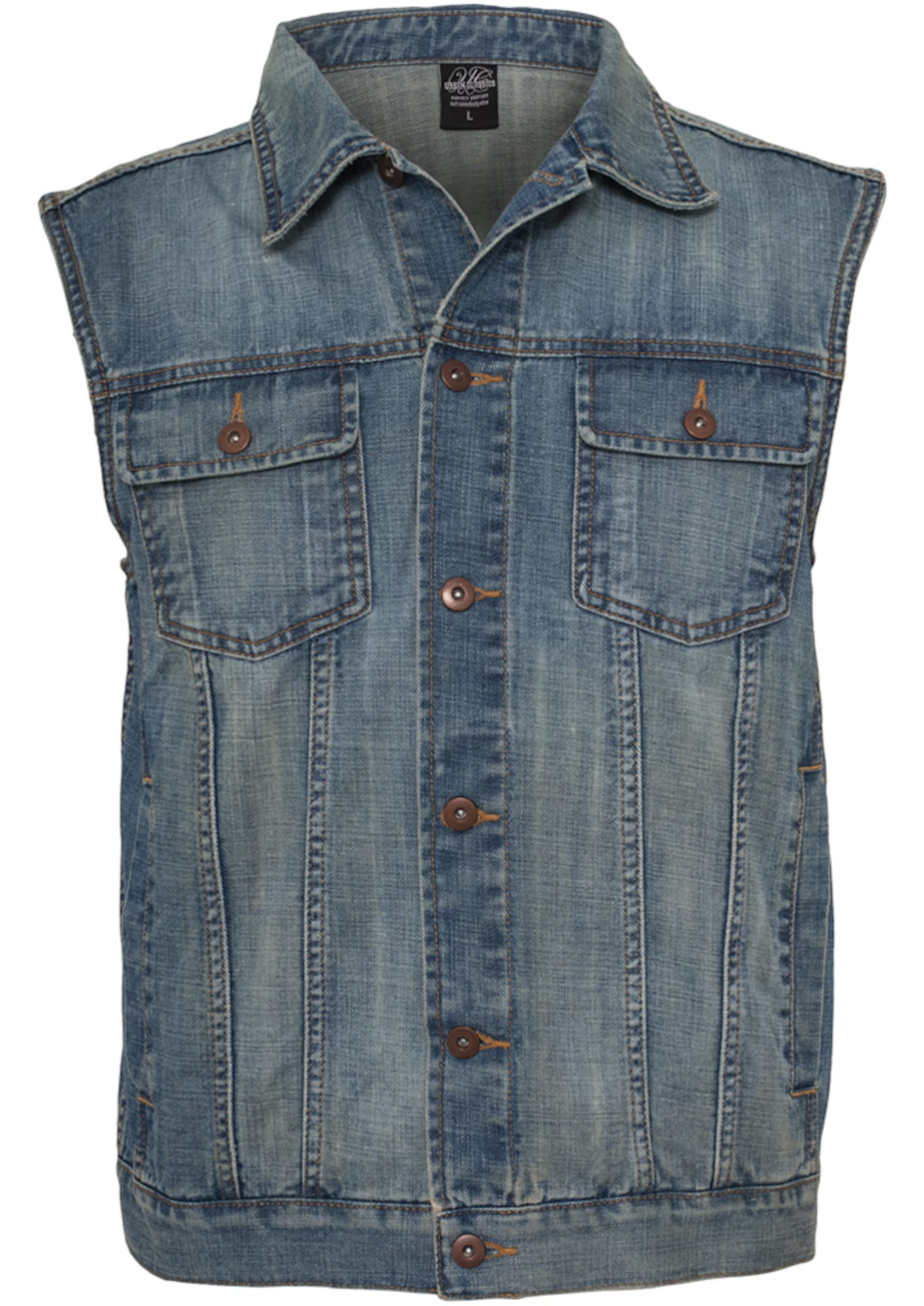 Urban Classics Chaleco azul denim — cómo elegir y combinar el chaleco de mujer y encontrarlo por foto