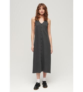 Superdry para mujer. W8011640A Vestido playero midi de punto negro (S), Casual, Algodón, Sin mangas / Tirantes — cómo elegir y encontrar el vestido midi perfecto por foto
