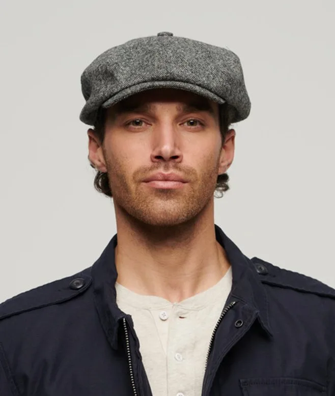 Superdry Homme Laine Casquette Baker Boy, Gris Foncé - Taille: 59cm — alternative aux tenues de Tommy Shelby dans Peaky Blinders