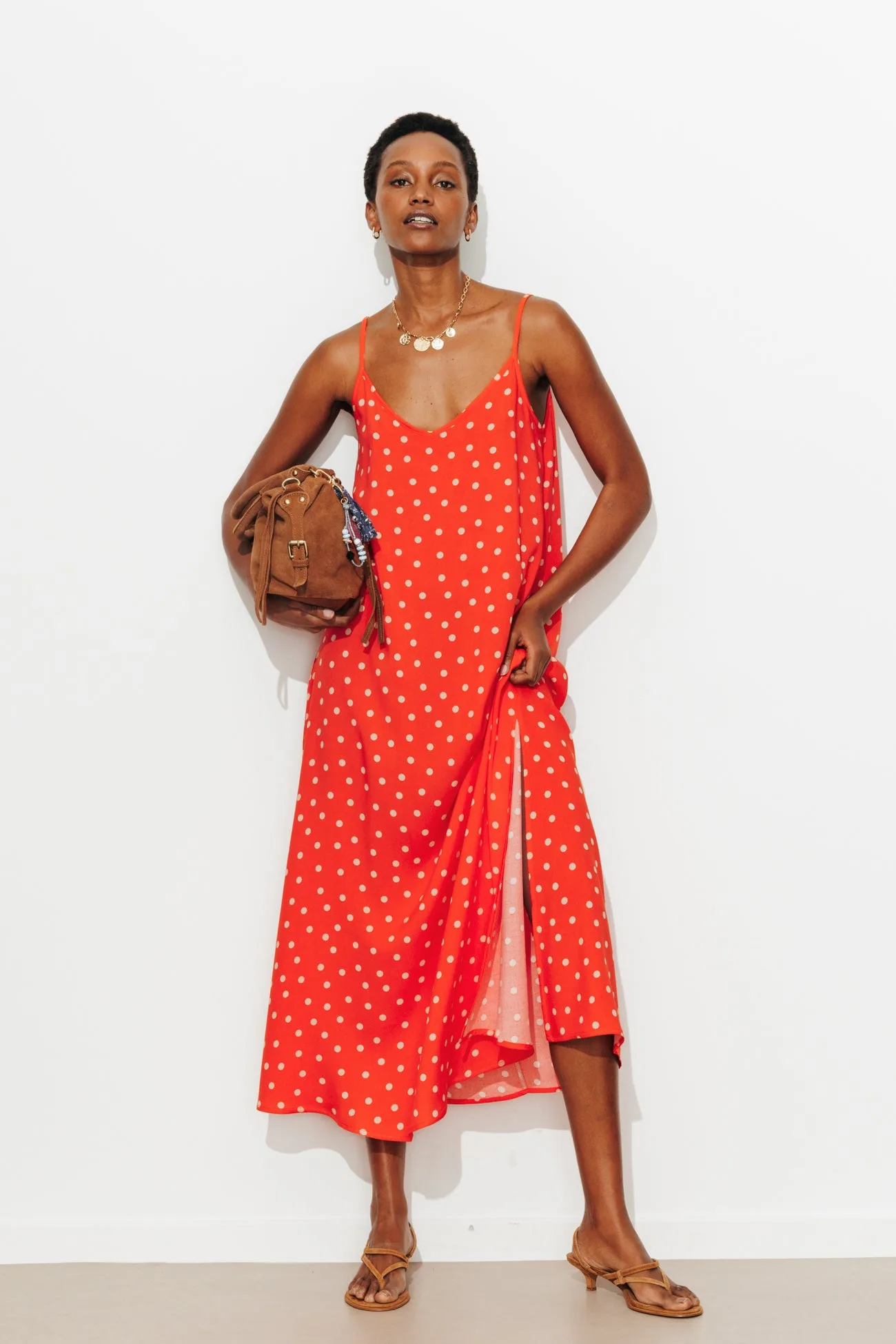 Robe longue à pois Femme — alternative aux tenues d'Emily Cooper dans Emily in Paris