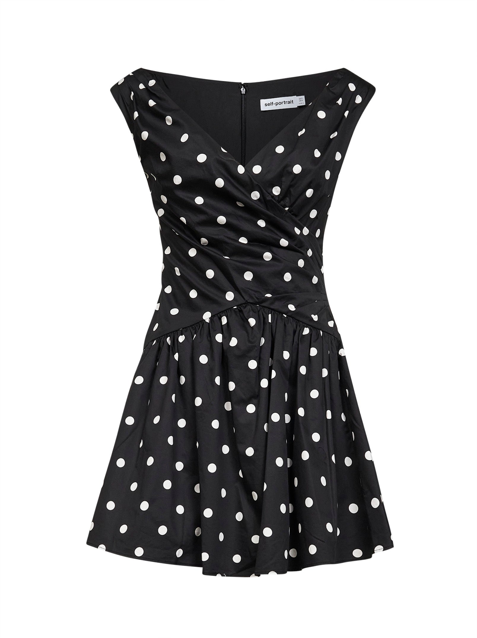 SELF PORTRAIT | Black polka dot cotton mini dress | Women | 12