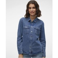 Vero Moda - Camisa denim de mujer con bolsillos en el pecho. — qué blusas y camisas de mujer se llevan en 2026 y cómo encontrarlas por foto
