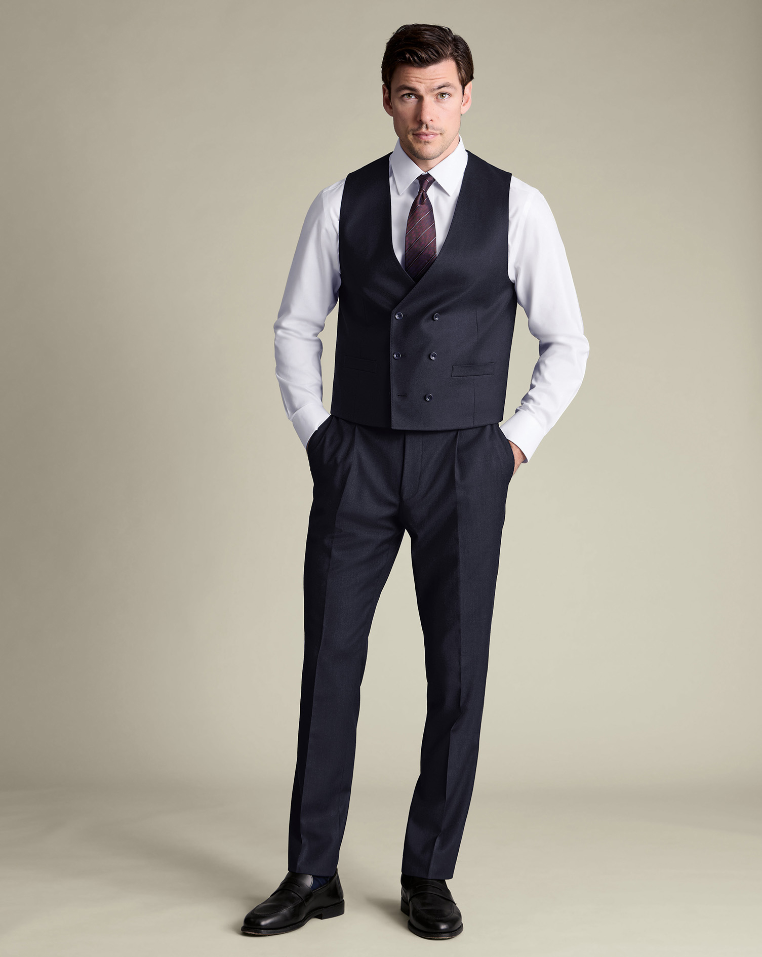 Charles Tyrwhitt Italienische Anzugweste aus Flanell - Marineblau