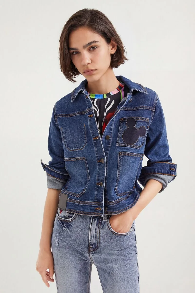 Desigual, Chaqueta vaquera Mickey Mouse, Algodon, Azul, XS