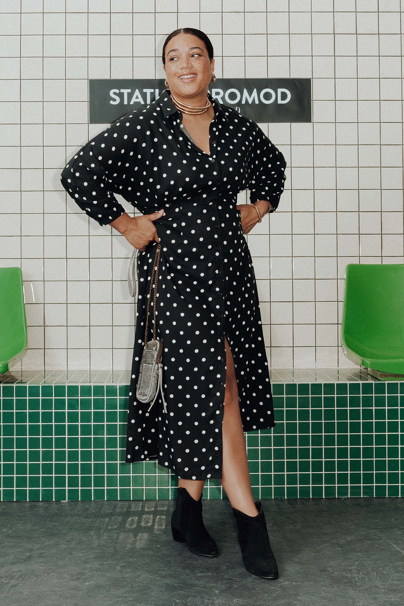 Longue robe chemise imprimée