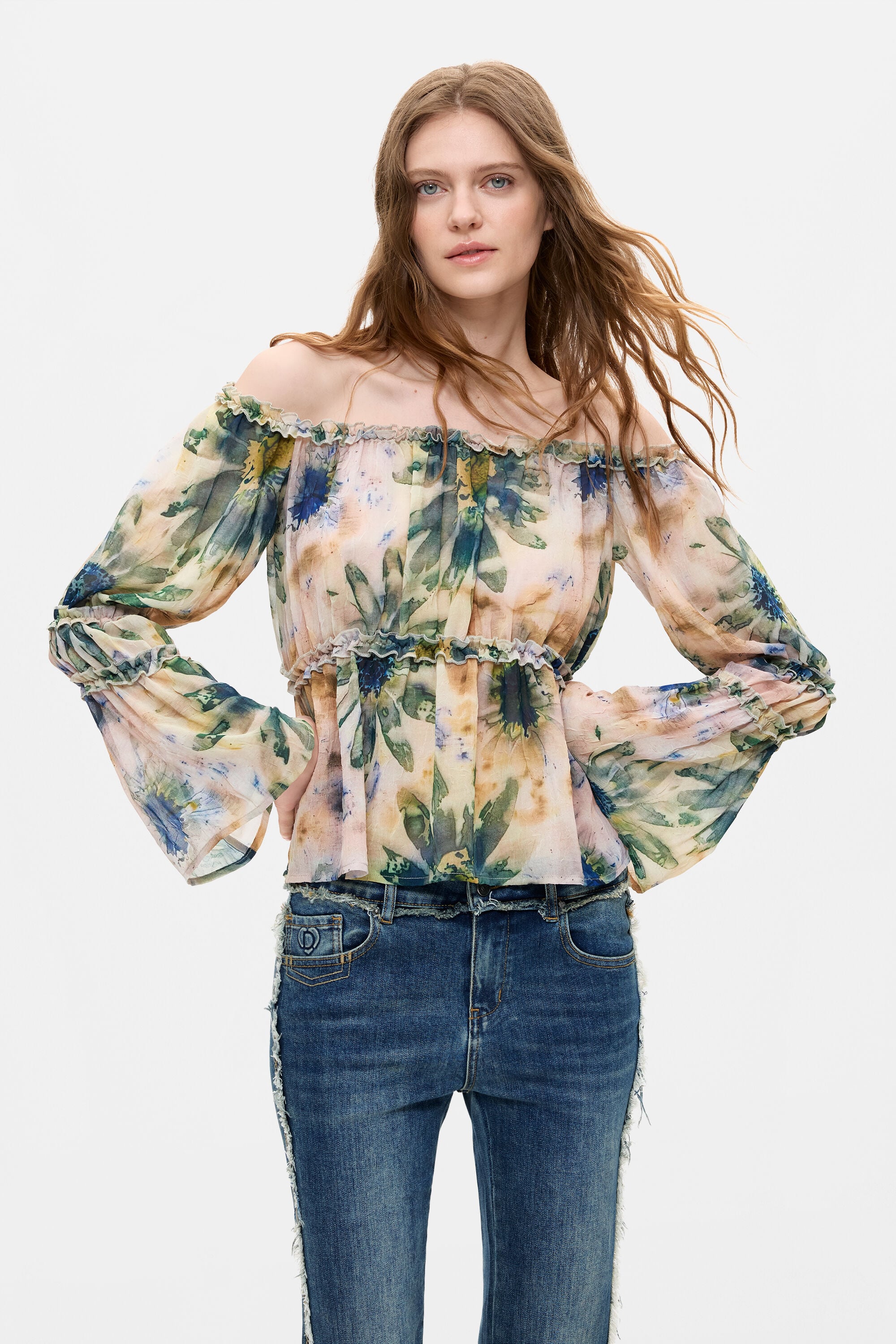 Desigual, Blusa Manga Larga Estampada, Poliester, Rojo, XS — qué blusas y camisas de mujer se llevan en 2026 y cómo encontrarlas por foto