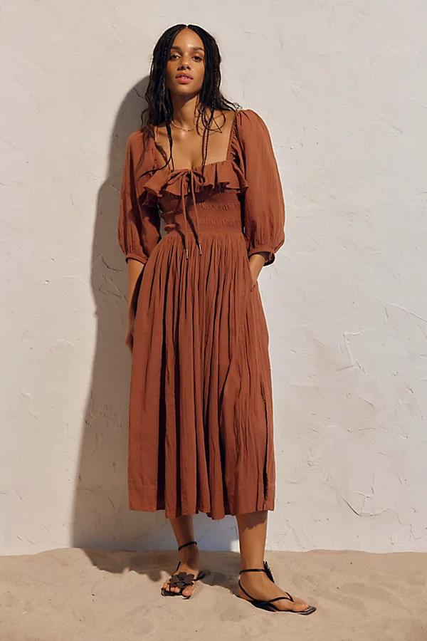 Robe mi-longue Oasis par free-est en Topaze De Miel, pour femme taille: XS chez Free People — alternative pour invitée de mariage
