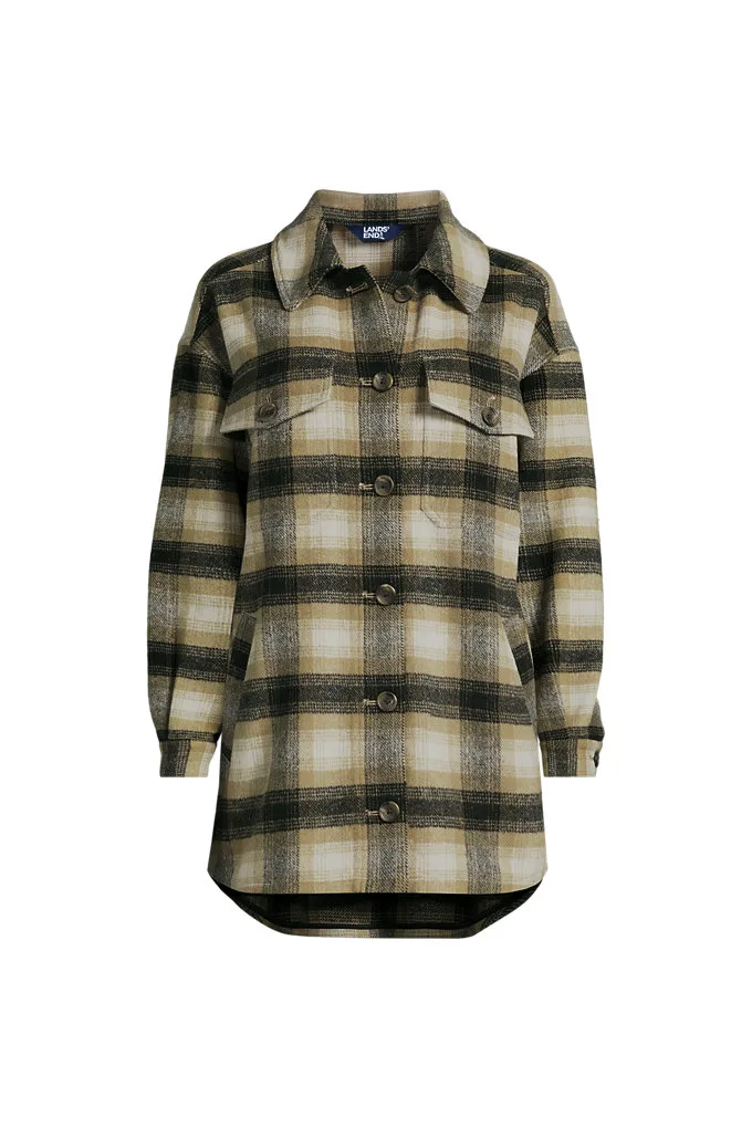 Women's Menswear Shirt Jacket - Lands' End - Black - L — alternative to Zoe Macon's plaid shirt dress