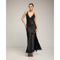 Tantra - Vestido largo de raso lencero con detalles de encaje. — cómo elegir y encontrar el vestido de comunión para madre o invitada por foto