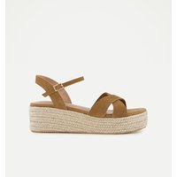 Green Coast - Cuña mujer cruzada piel suede. — qué sandalias de mujer se llevan en 2026 y cómo encontrarlas por foto