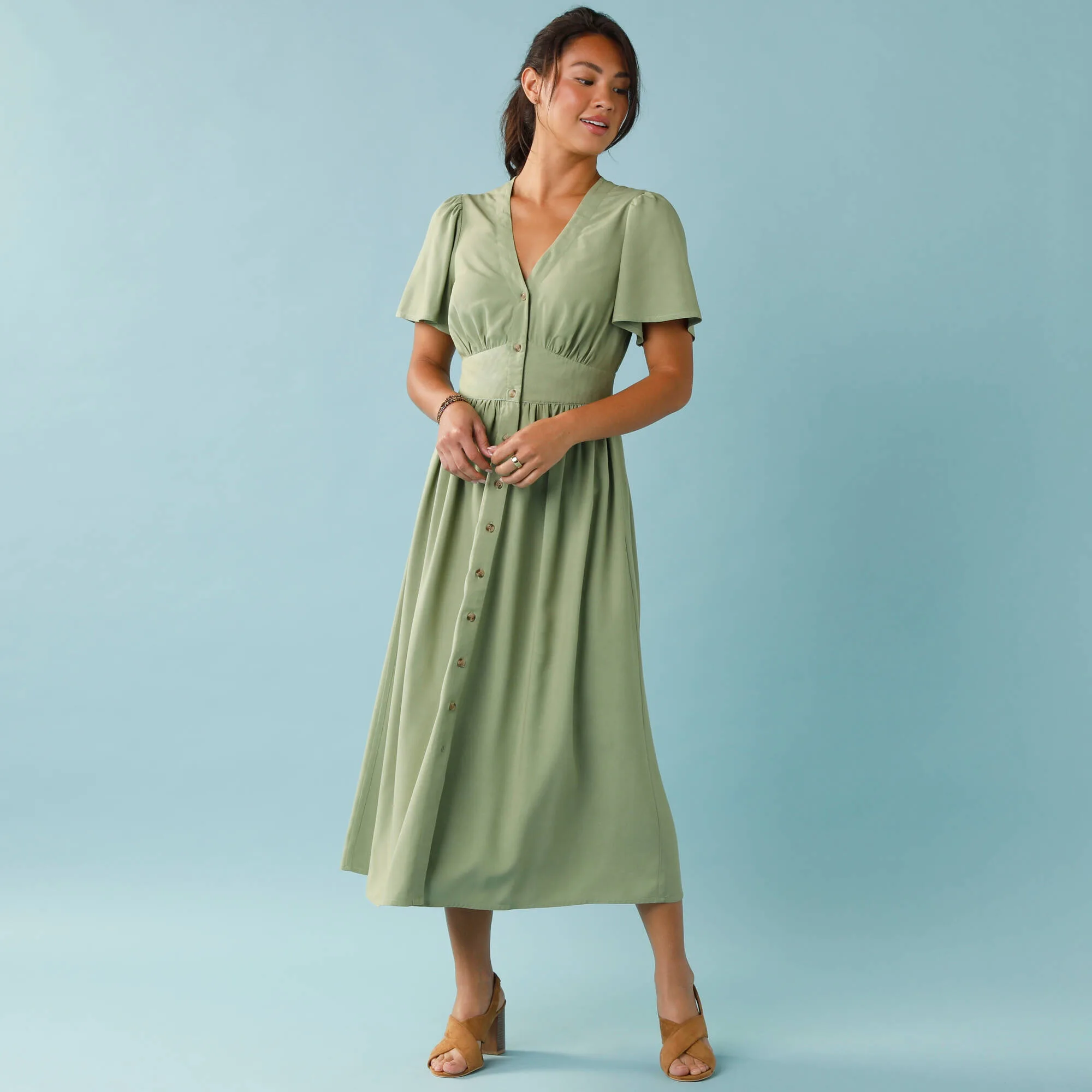 Robe longue boutonnée unie, Spécial Petites — alternative pour invitée de mariage