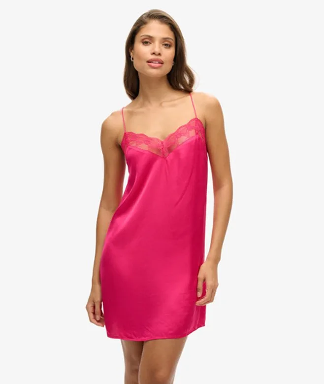 Superdry Damen Minikleid aus Seide Pink - Größe: 42 — 90er-Jahre-Outfit zum Nachshoppen