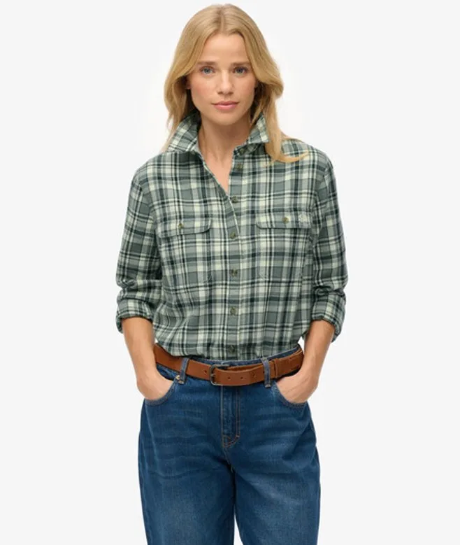 Superdry Damen Holzfäller Karo Flanellhemd Green - Größe: 44 — 90er-Jahre-Outfit zum Nachshoppen