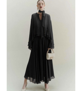 Marella para mujer. 2523116041200 Blusa de georgette Prisca negro (40), Granate, Viscosa, Manga larga — ropa que disimula la barriga o zona abdominal en España 2026