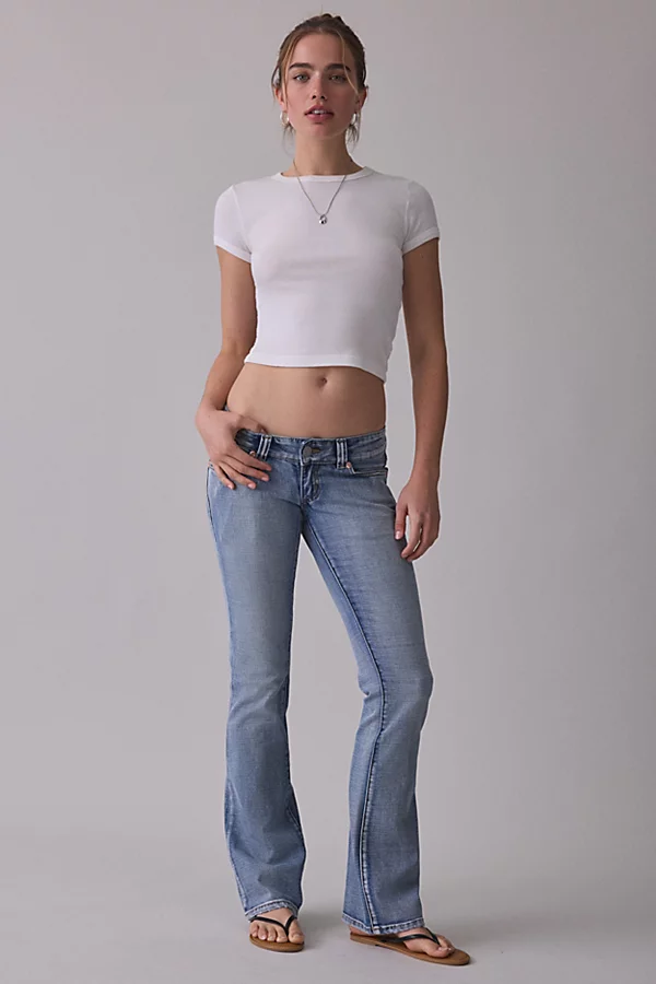 Abrand Jeans 00 Harper Super Low-Rise Kick Flare Jeans in Harper, Women's at Urban Outfitters — early 2000s fashion outfit