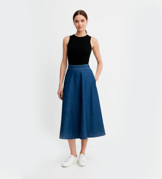 Marella para mujer. 2523106014200 Falda Figura azul (38), Casual, Denim — cómo elegir y combinar la falda midi y encontrarla por foto