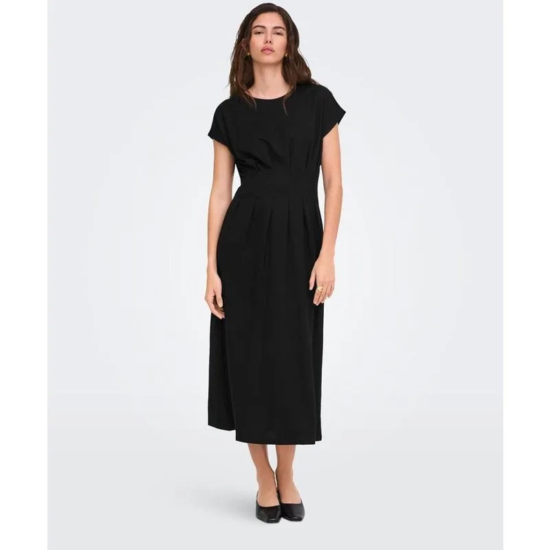 jdy - Vestido midi de manga corta con escote redondo.