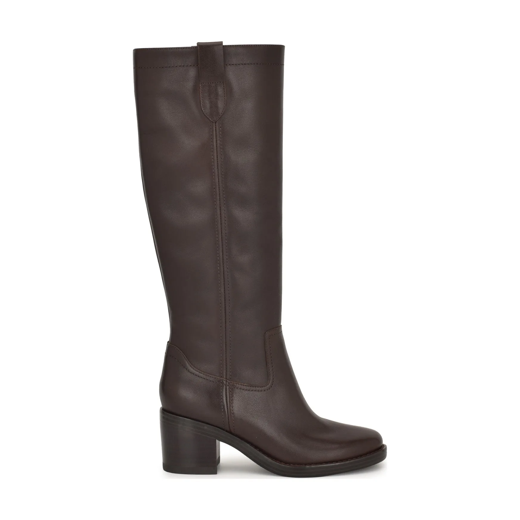 Nine West Women's Hecee Block Heel Tailored Leather Boots - Leather - (Size 10.5) , Medium Width — alternative to Zoe Macon's knee-high boots