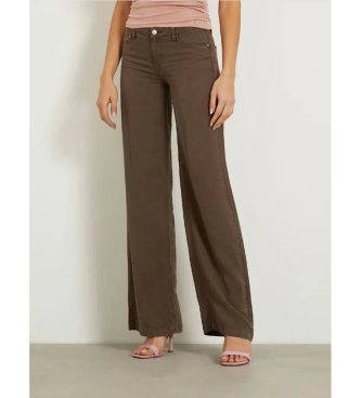 Guess para mujer. W4GA96WDP85 Pantalón Palazzo marrón (30), Casual, Lyocell — cómo elegir y combinar los pantalones de mujer y encontrarlos por foto